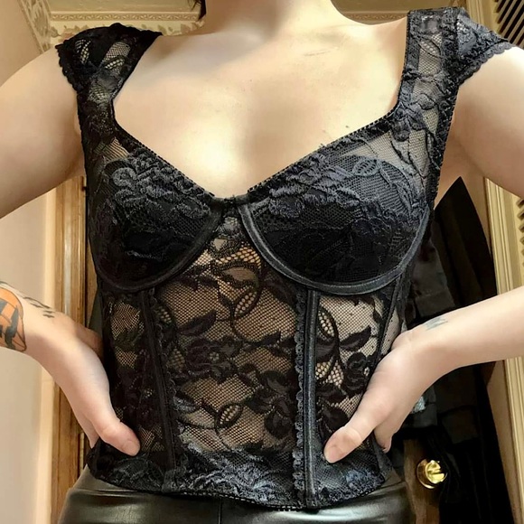 Forever 21 Black Lace Bustier Top NWOT Size Medium - Picture 2 of 5